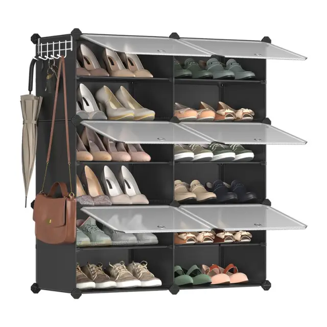 SONGMICS Shoe Rack, 6-Slot, 82x32x92cm, Black