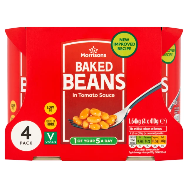 Morrisons Baked Beans In Tomato Sauce 4 X 410g