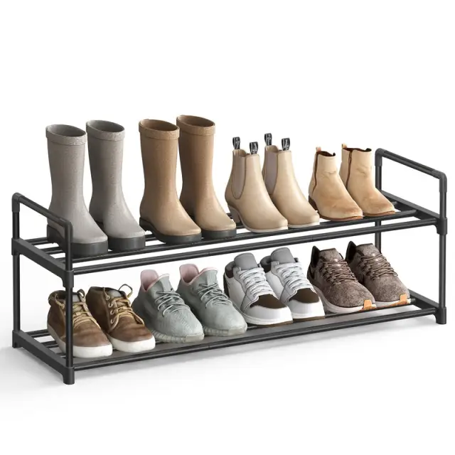 SONGMICS Shoe Rack, 2-Tier, 92x30x34cm, Black