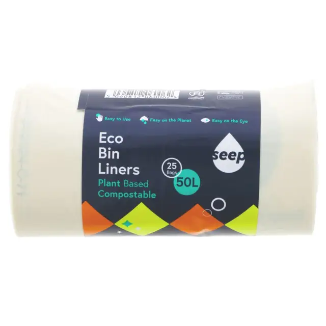 SEEP - 50L Large Bin Liners - Compostable - 25 ROLL