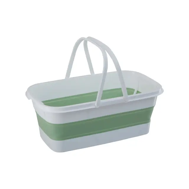 Averill Collapsible Laundry Basket in Green and White