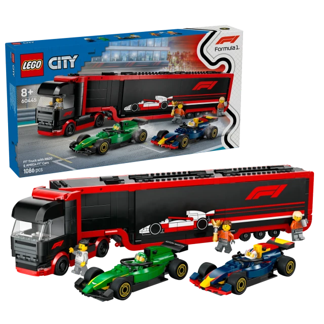 LEGO City 60445 F1 Truck with Red Bull 20 & Aston Martin 24 F1 Cars Set