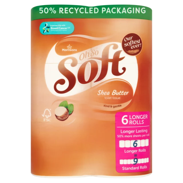 Morrisons Oh So Soft Shea Butter Toilet Tissue 6 Longer Rolls