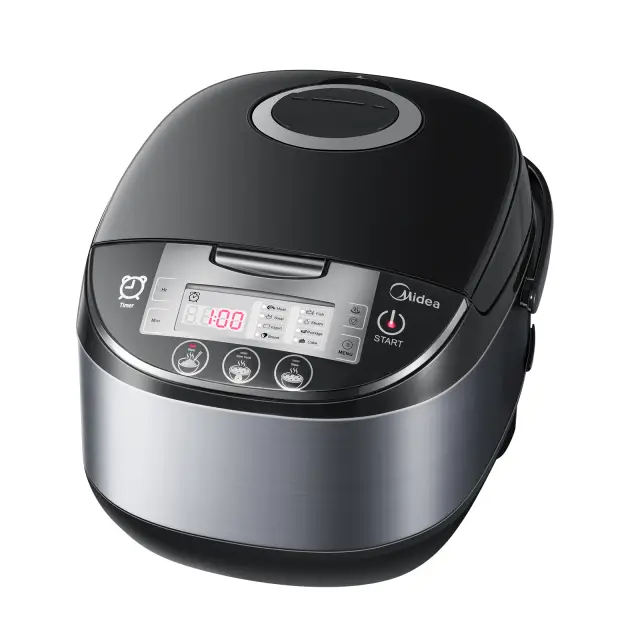 Midea Rice Cooker With Steamer,10 cup, 5 Litre, 11 Multicook Functions, LED display, Warmer, 24-Hr Delay Timer, Fuzzy Logic,Non-Stick Removable Inner Pot (Black)