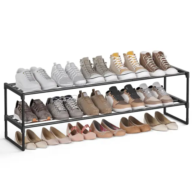 SONGMICS Shoe Rack, 2-Tier, 116x30x34cm, Black
