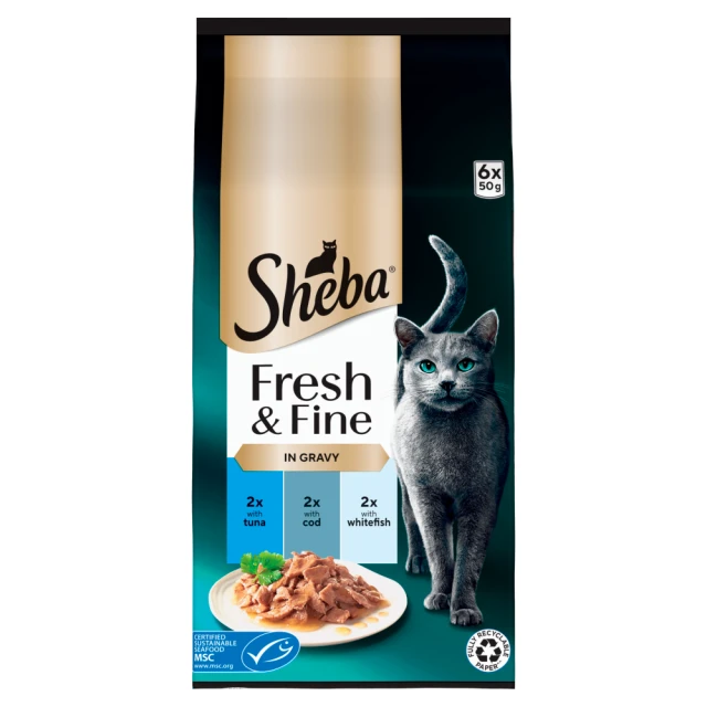 Sheba Fresh & Fine in Gravy 6 x 50g (300g) Tuna & Cod&Whitefish