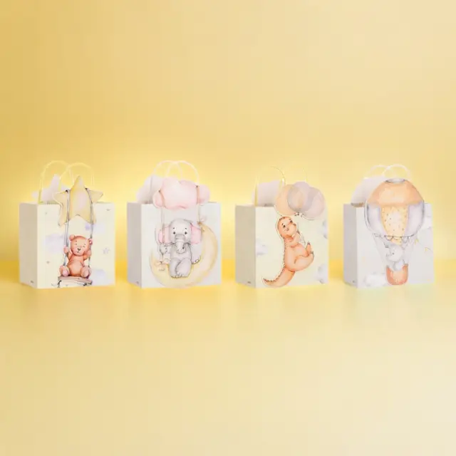 MIKIREI Medium Gift Bagwith 3D Making Design - Cute Animals, Pack of 8