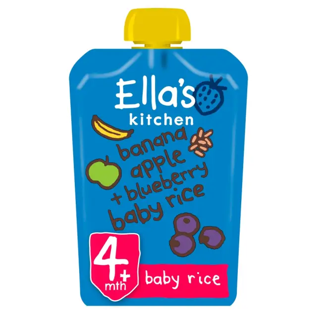 ELLA'S KITCHEN BANANA APPLE + BLUEBERRY BABY RICE FROM 4 MONTHS 120G