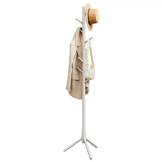 VASAGLE Coat Rack, Tree-Shaped Coat Rack with 8 Hooks, 3 Height Options, 47x47x175cm, White