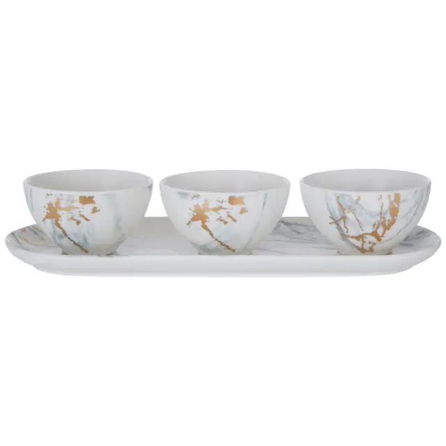 Marble Luxe Dip Bowls with Tray Set