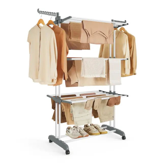 SONGMICS Clothes Drying Rack, 126.6x64.2x169.2cm, White