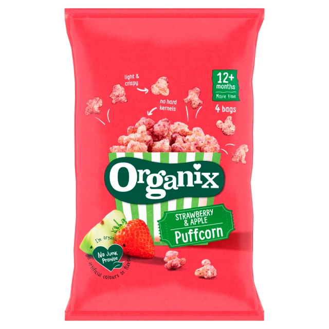 Organix Strawberry & Apple Puffcorn 12+ Months 4 X 10G