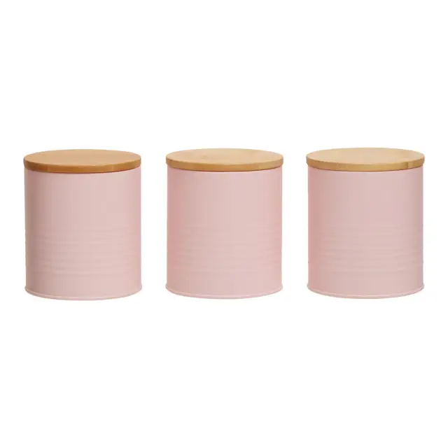 Set Of Three Alton Pink Cannisters
