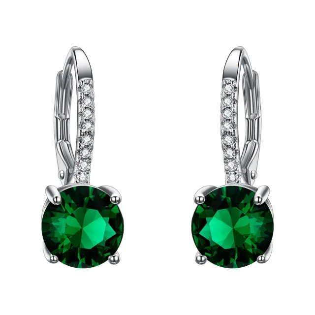 Ever Faith Women's 925 Sterling Silver Full Zircon Fashion Round Drop Leverback Dangle Earrings
