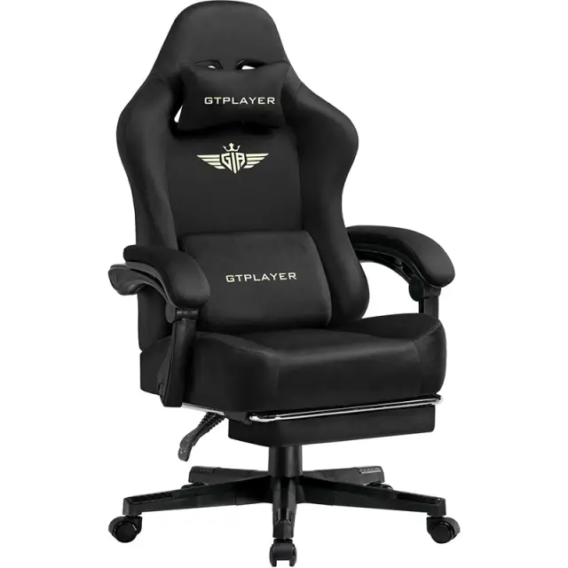 GTPLAYER GT829 Fabric Gaming Chair with Footrest Black