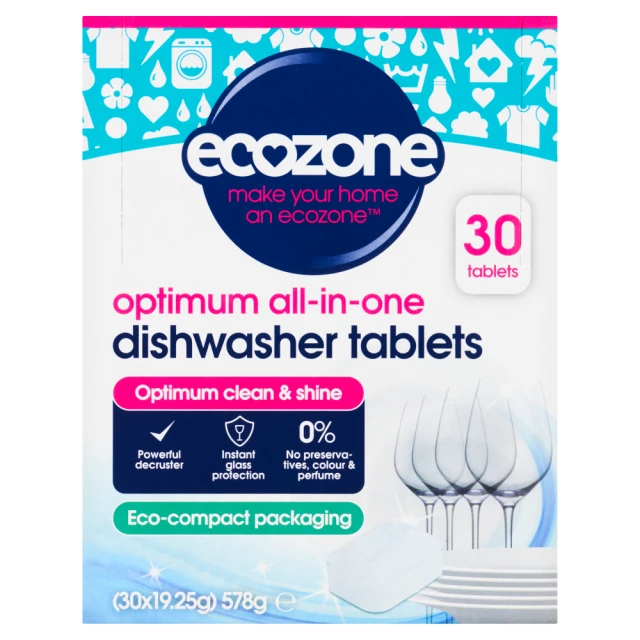 Ecozone Optimum All-in-One Dishwasher Tablets 30 x 19.25g (578g)
