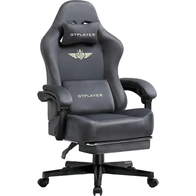 GTPLAYER GT829 Fabric Gaming Chair with Footrest Grey