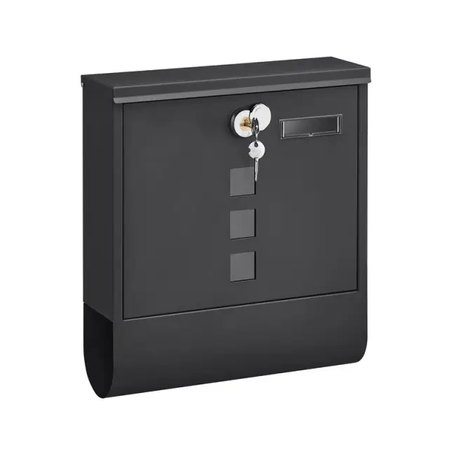 SONGMICS Mail Box, Wall-Mounted Post Box with Lock with Rotating Lid, 30.8x10x33.8cm, Black