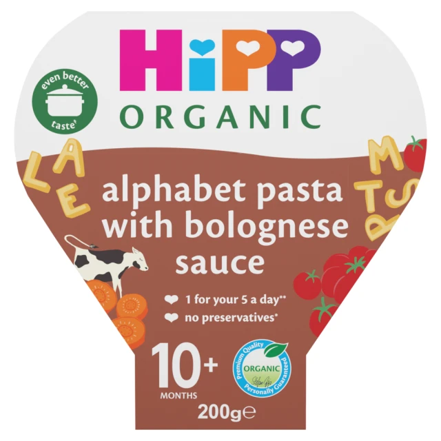 HiPP Organic Alphabet Bolognese Pasta Tray Meal 10+ Months 200g