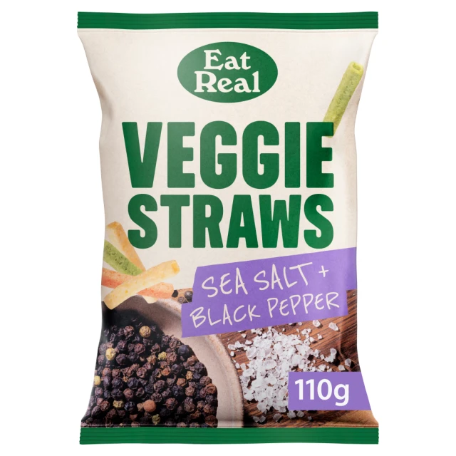 Eat Real - REALEST Sea Salt & Black Pepper Veggie Straws - 10 x 110g