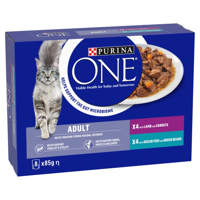 PURINA ONE Mini Fillets Ocean Fish and Lamb Wet Cat Food 8x85g