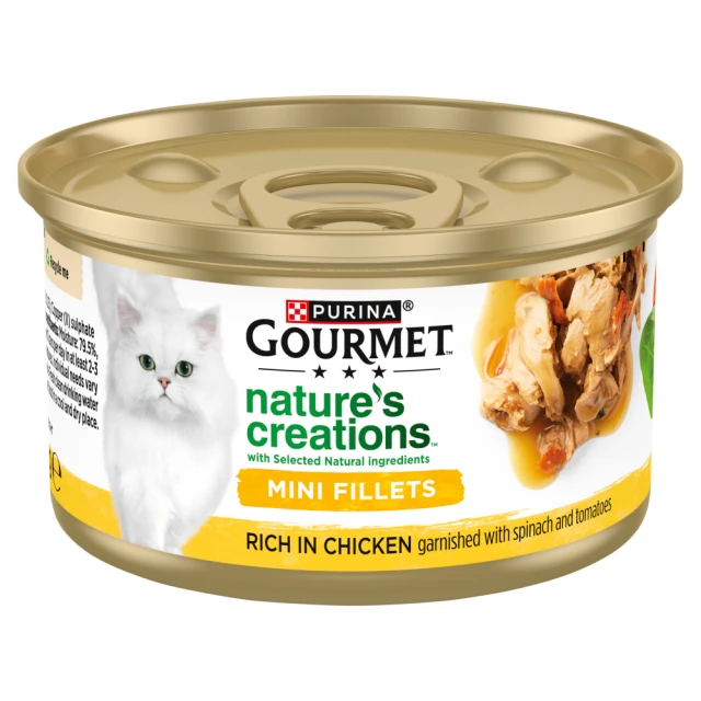 Gourmet Nature's Creations Rich in Chicken Garnished with Spinach and Tomatoes 85g