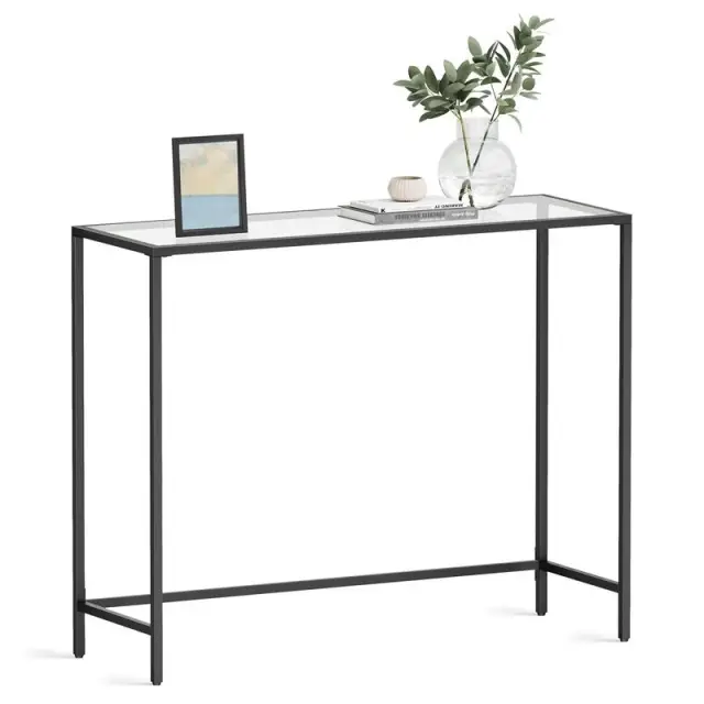 VASAGLE Console Table, 100x35x80cm, Ink Black, Transparent