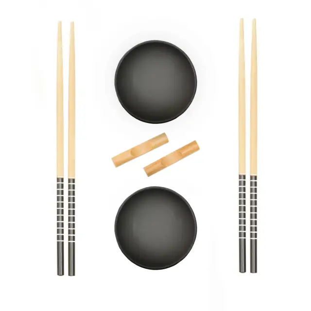Jurado 6pc Black Ceramic and Wood Sushi Set