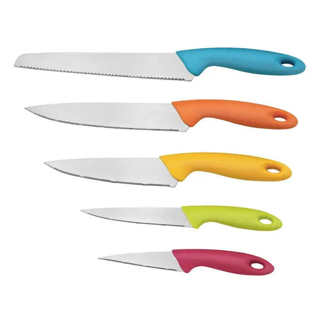 Tyri 5pc Colour Handles Stainless Steel Blade Knife Set