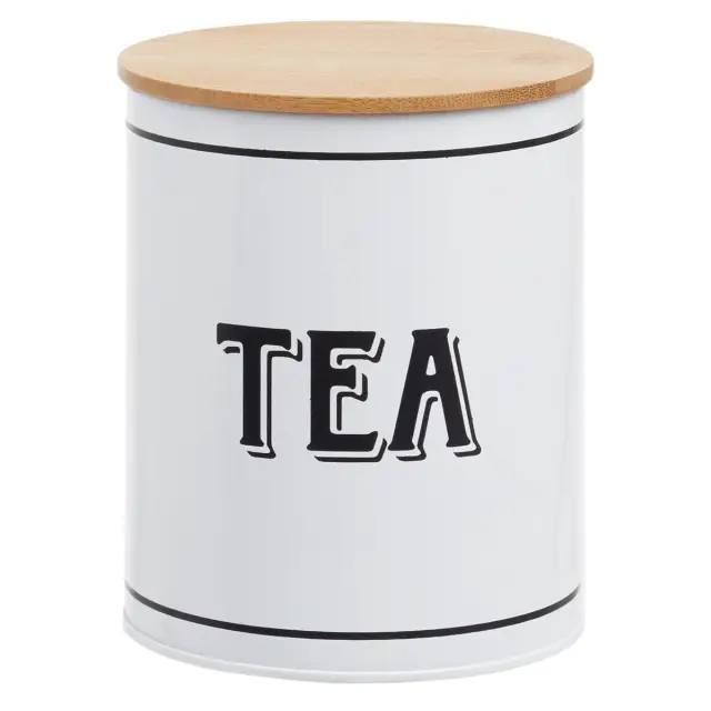 Grocer White Metal Tea Canister