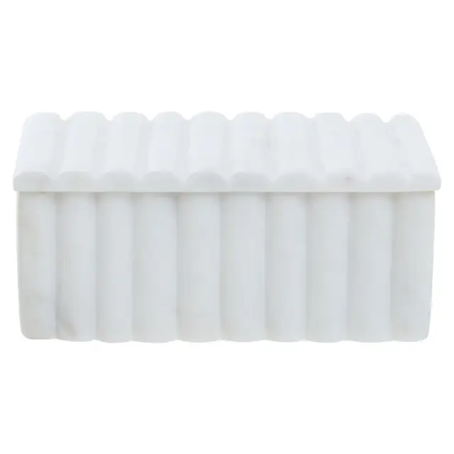 Nason White Marble Ribbed Box