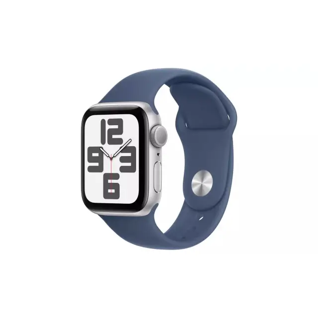 Apple Watch SE 40mm GPS - Silver Aluminum Case with Storm Blue Sport Band (Small/Medium)
