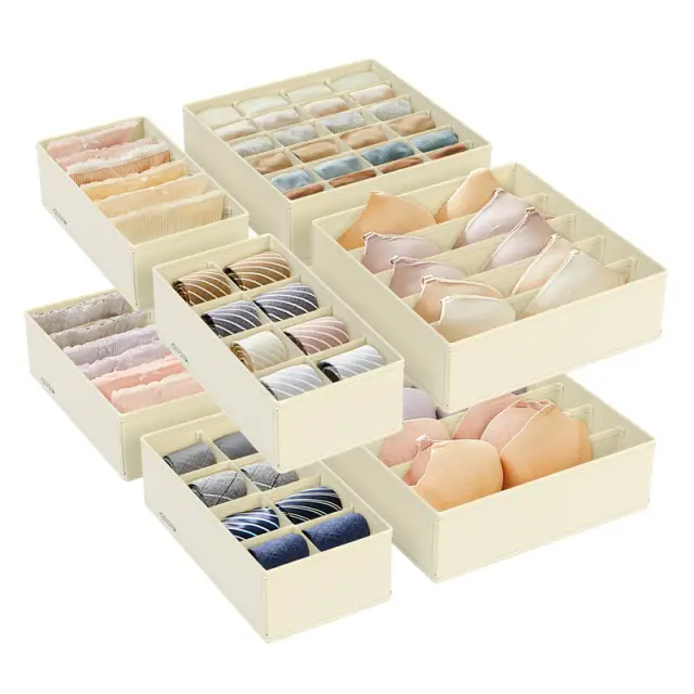 SONGMICS Flatbox, 32x32x10cm/32x16x10cm, Set of 8, Sand Beige