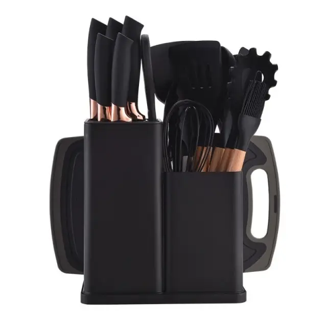 19pcs kitchen knife and silicone kitchenware set