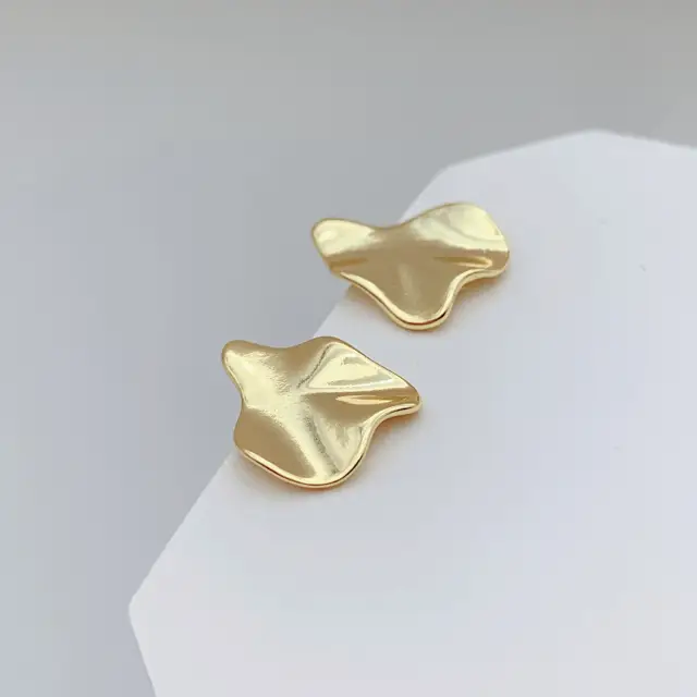 Irregular Flake Shape 18K Gold Plated Stud Earrings