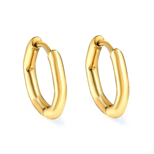 Medium 16mm Squashed Hoop 18K Gold Plated Earrings