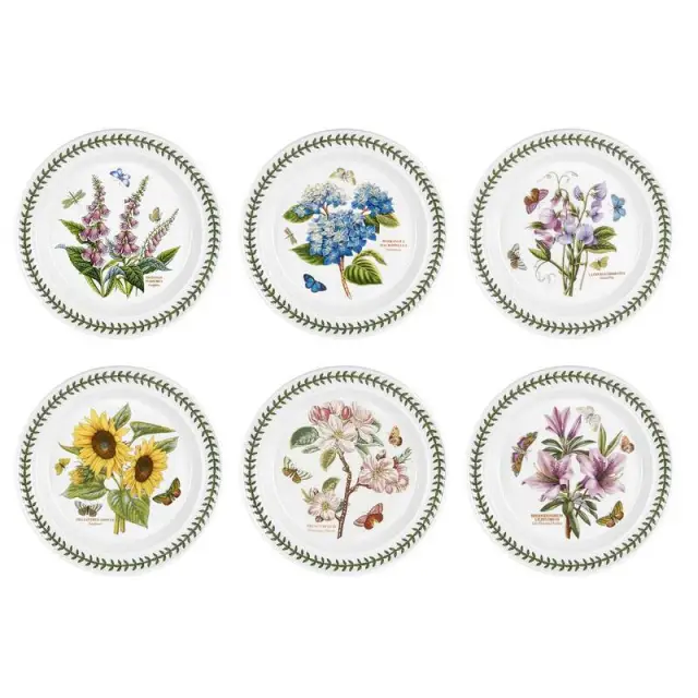 Portmeirion Botanic Garden Set Of 6  Large Dinner Plates - Assorted Designs