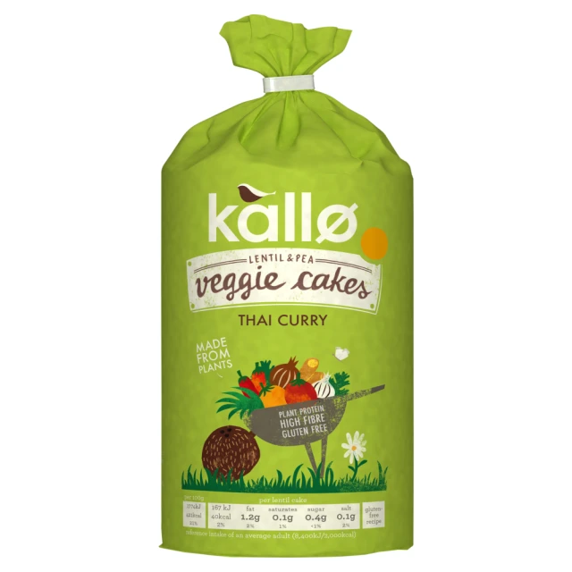 Kallo Lentil & Pea Veggie Cakes Thai Curry 122g