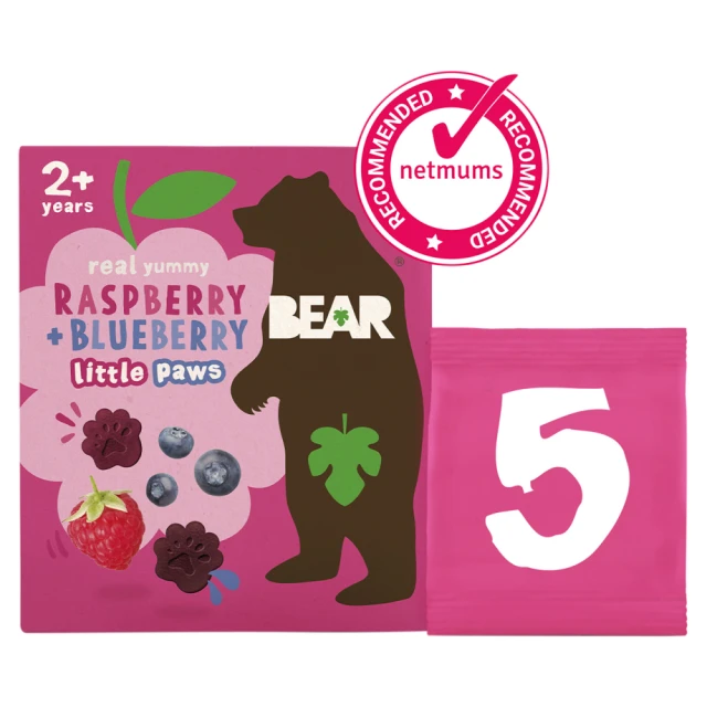 BEAR Paws Raspberry &  Blueberry 2+ Years 5 X 20G