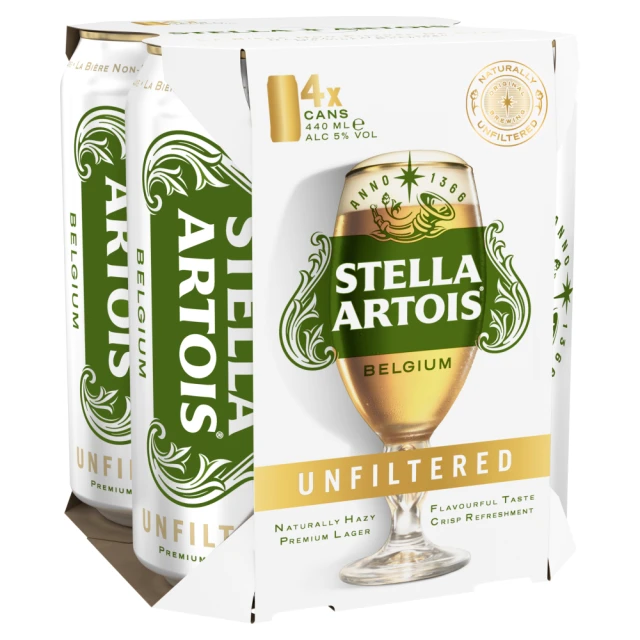 Stella Artois Unfiltered Can 4 X 440ml (Abv 5%)