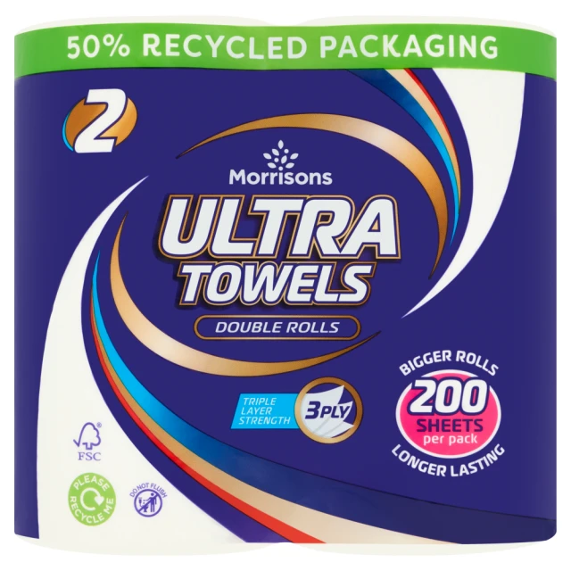 Morrisons 2 Ultra Towels Double Rolls