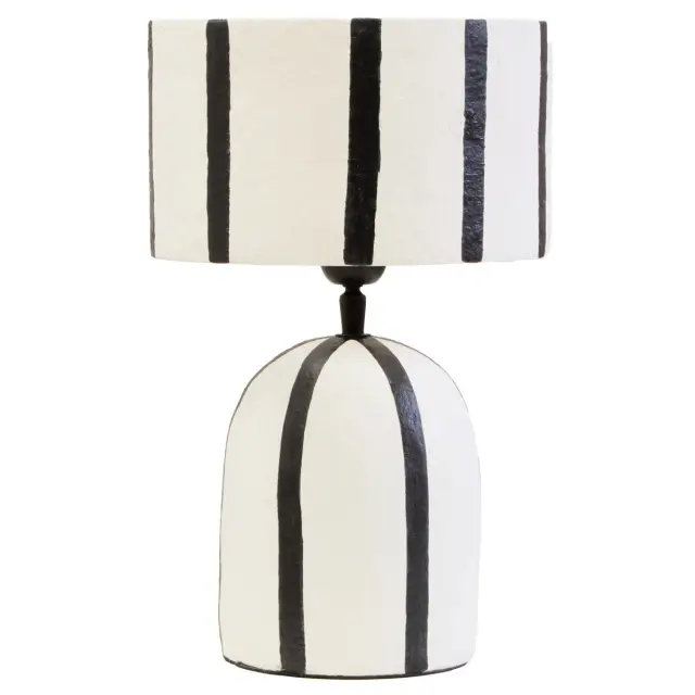 Carta 34cm Black And White Stripe Papier Mache Table Lamp