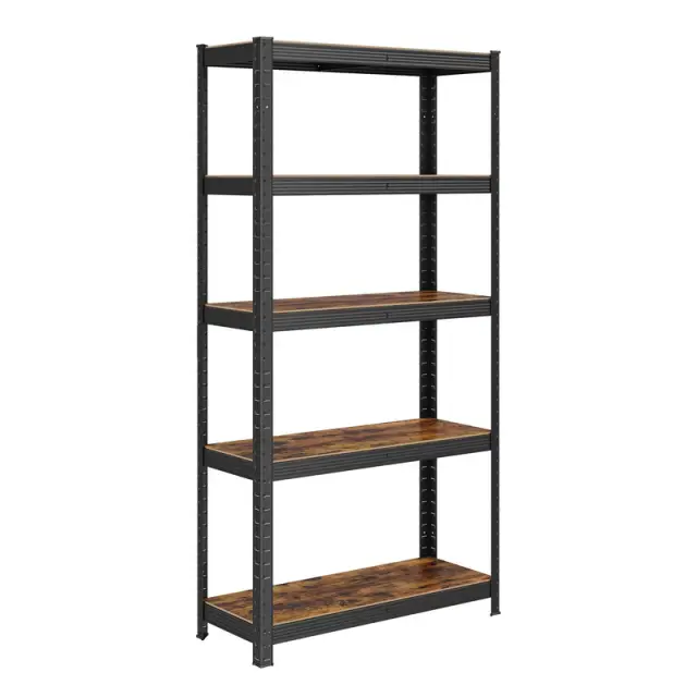 SONGMICS Shelving, with 5 Shelves, 75x30x150cm, Rustic Brown and Black