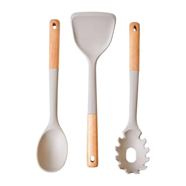 Nova 3pc Kitchen Tool Set with Stone Grey Silicone Heads