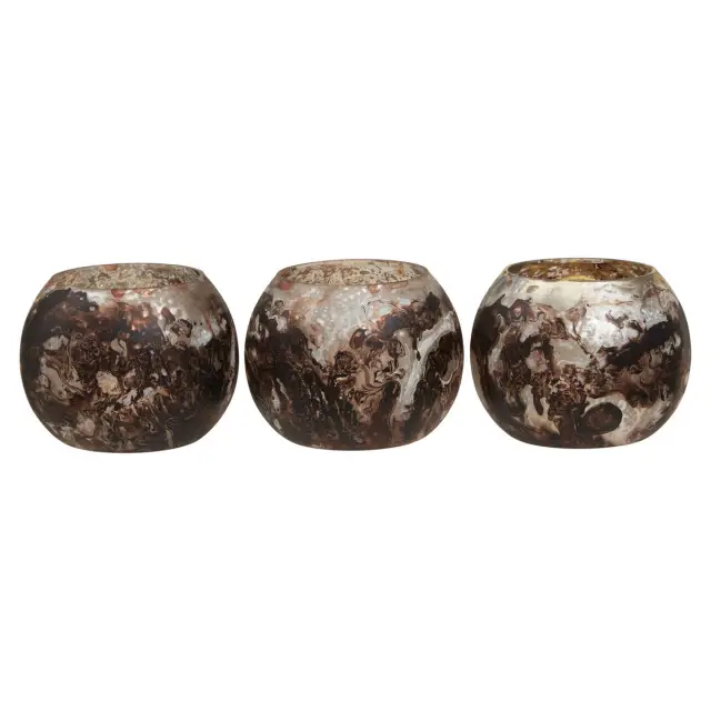 Garan Set Of 3 Brown Tealight Holders