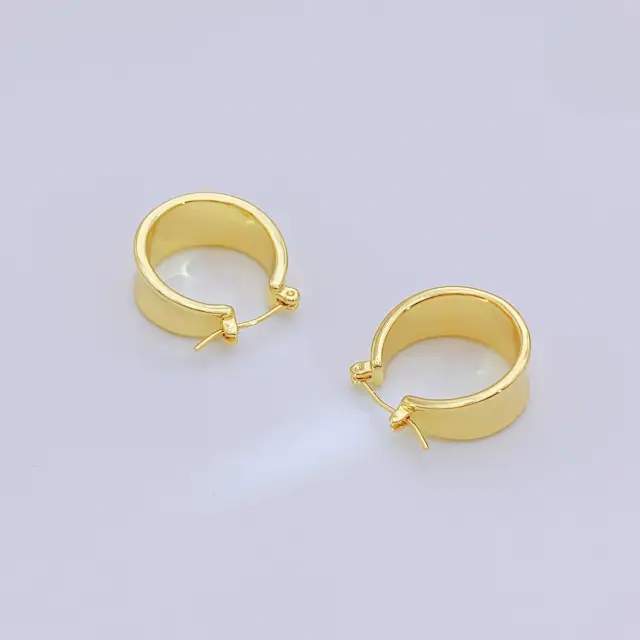 Curved Wide 20mm Hoop 18K Gold Plated Earrings