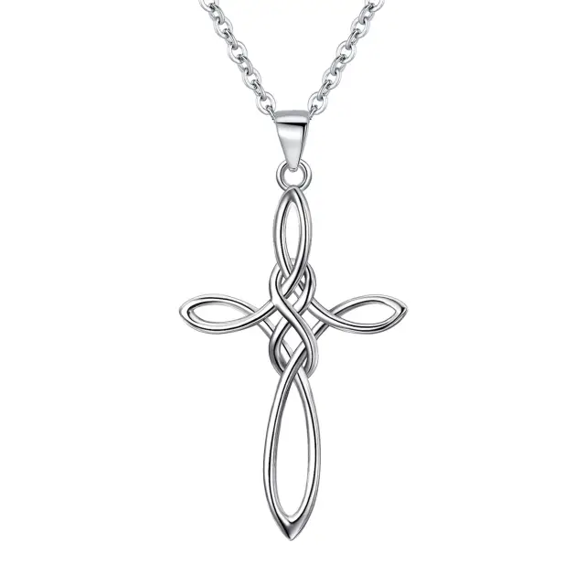 Ever Faith Celtic Knot Cross Necklace Pendant 925 Sterling Silver Chain for Wowen Girls 21.2"