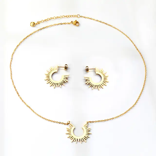 Sunshine Set 18K Gold Plated Earrings and 42cm Necklace Set