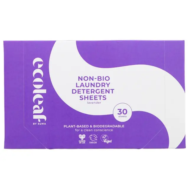 ECOLEAF BY SUMA - Laundry Detergent Sheets - Lav - Non Bio 30 washes - 30 SHT