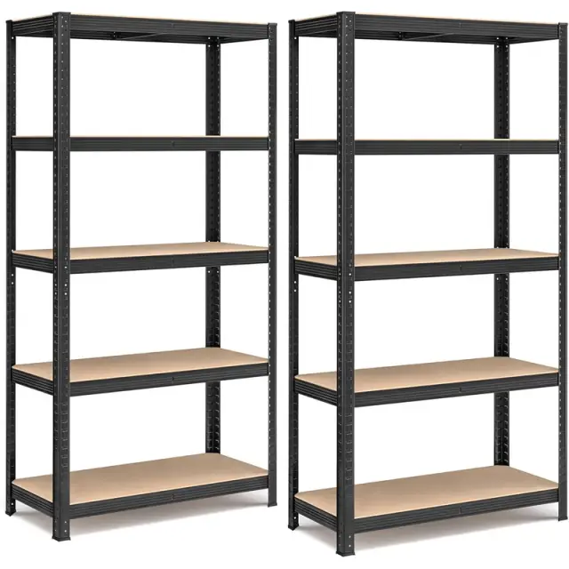 SONGMICS Shelving, 5-Tier, Set of 2, 180x90x40cm, Black